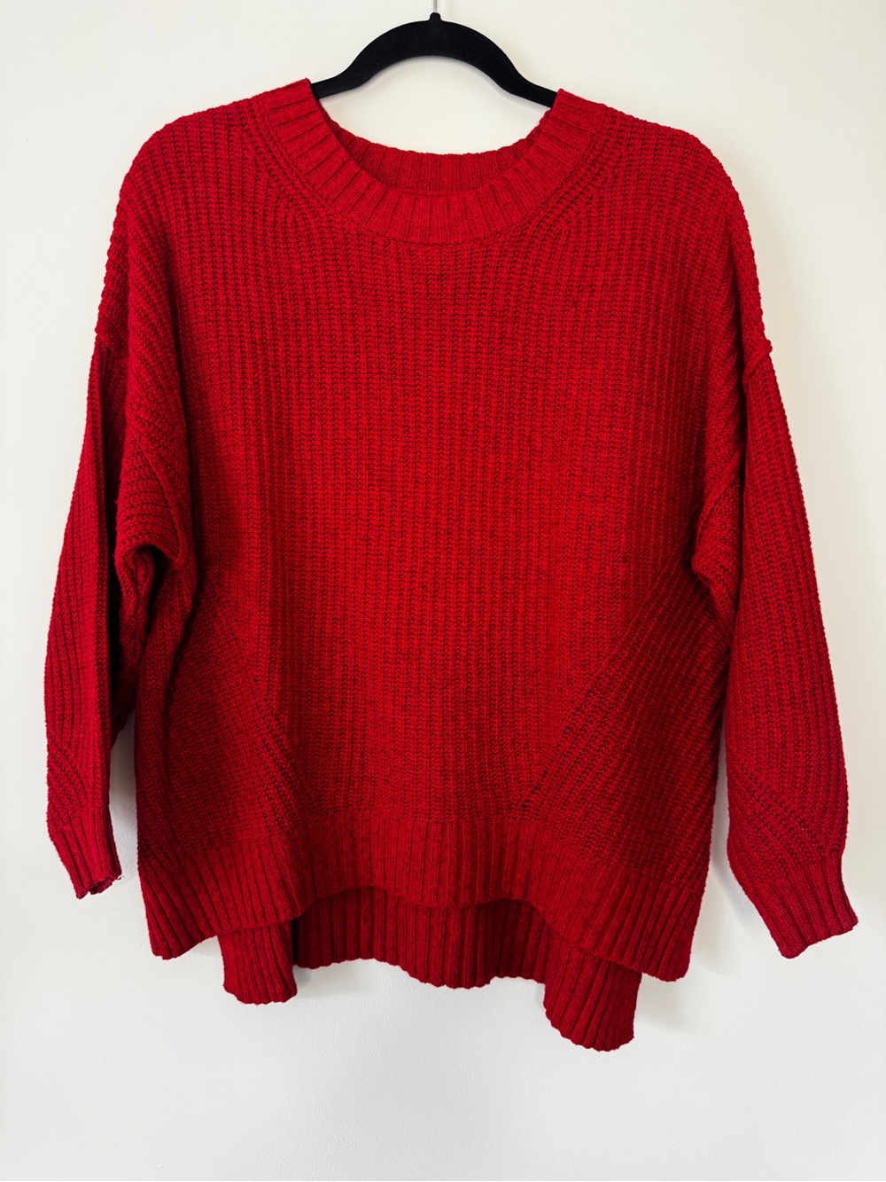 American  Eagle Crew Neck Ribbed Knit Sweater Red Classic Holiday Festive Sz S